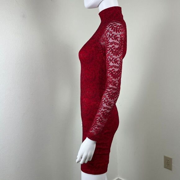 Dress the Population Women Size XS Red Penelope Lace Floral Bodycon Mini Dress - Picture 9 of 15